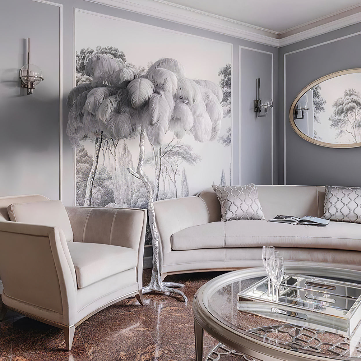 Luxury Ostrich Feather Floor Lamp
