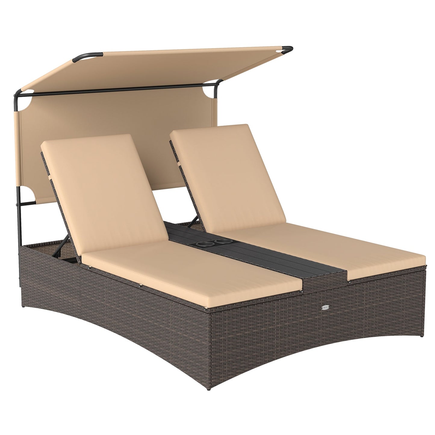 Luxury Poolside Double Lounger with Adjustable Recline & Canopy