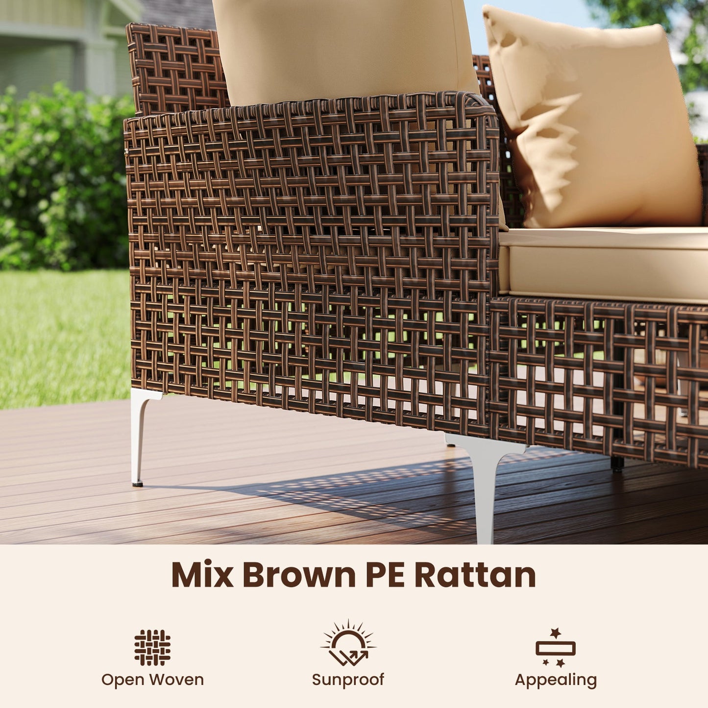 Outdoor Rattan Double Daybed Wicker Chaise Lounge