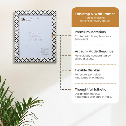 Moroccan Poster Frames Bone Inlay, Black, 9 Sizes