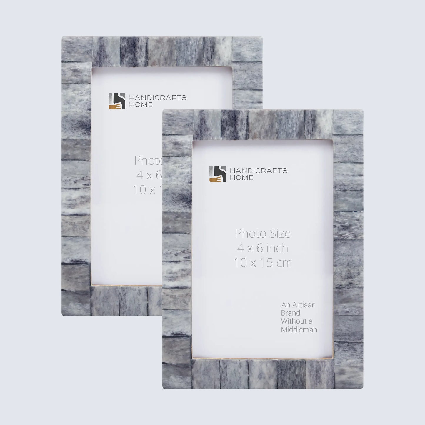Picture Frame Classic Pattern Collection Bone Inlay Grey – 3 Sizes (Pack of 2)
