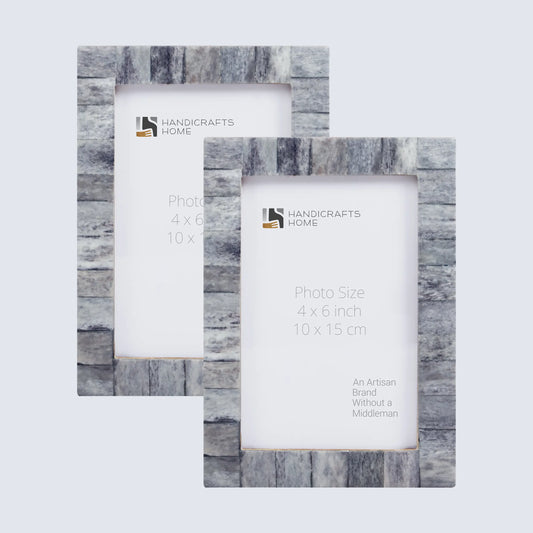 Picture Frame Classic Pattern Collection Bone Inlay Grey – 3 Sizes (Pack of 2)