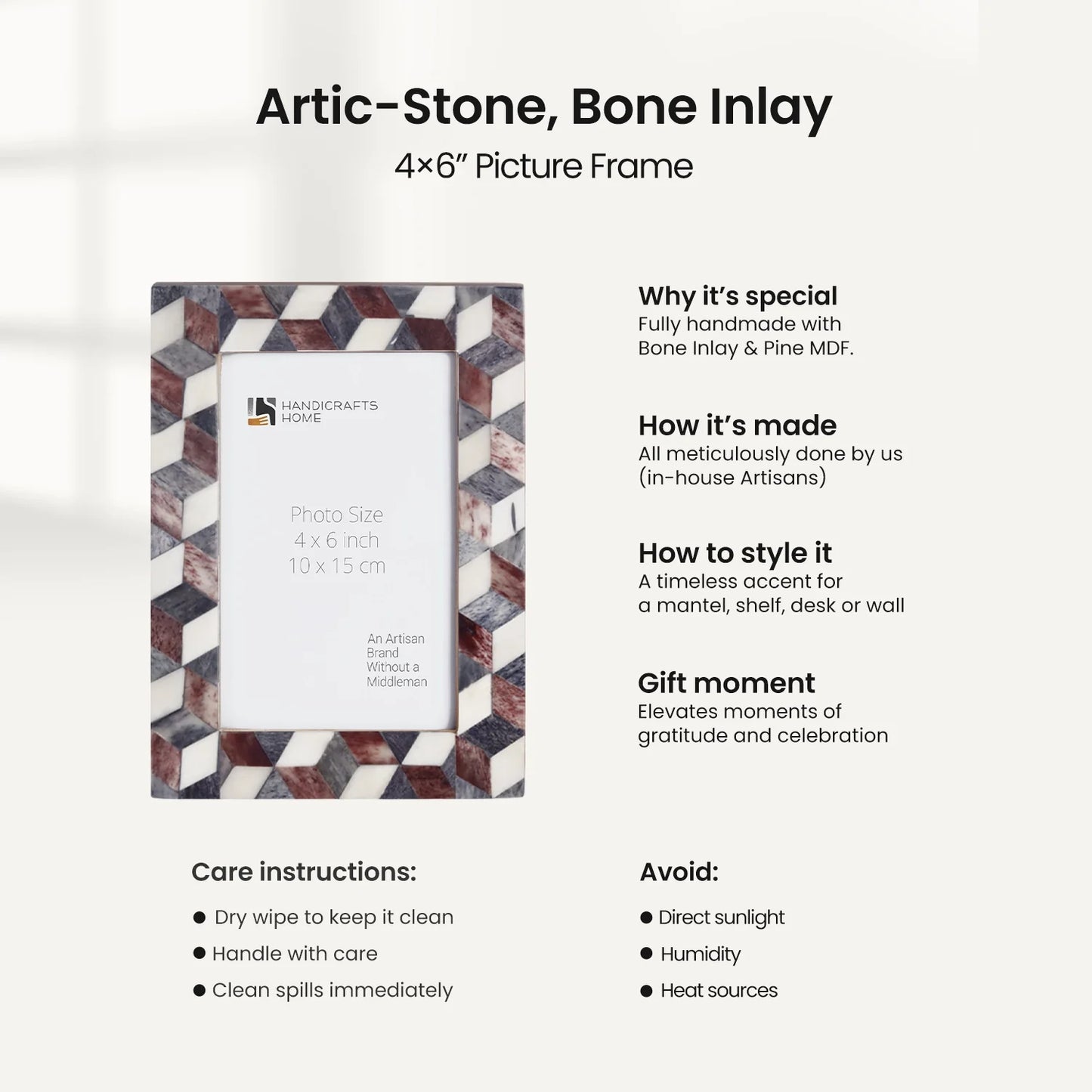 Picture Frame Arctic Stone Pattern Collection Bone Inlay Multi – 4x6, 5x7 & 8x10"
