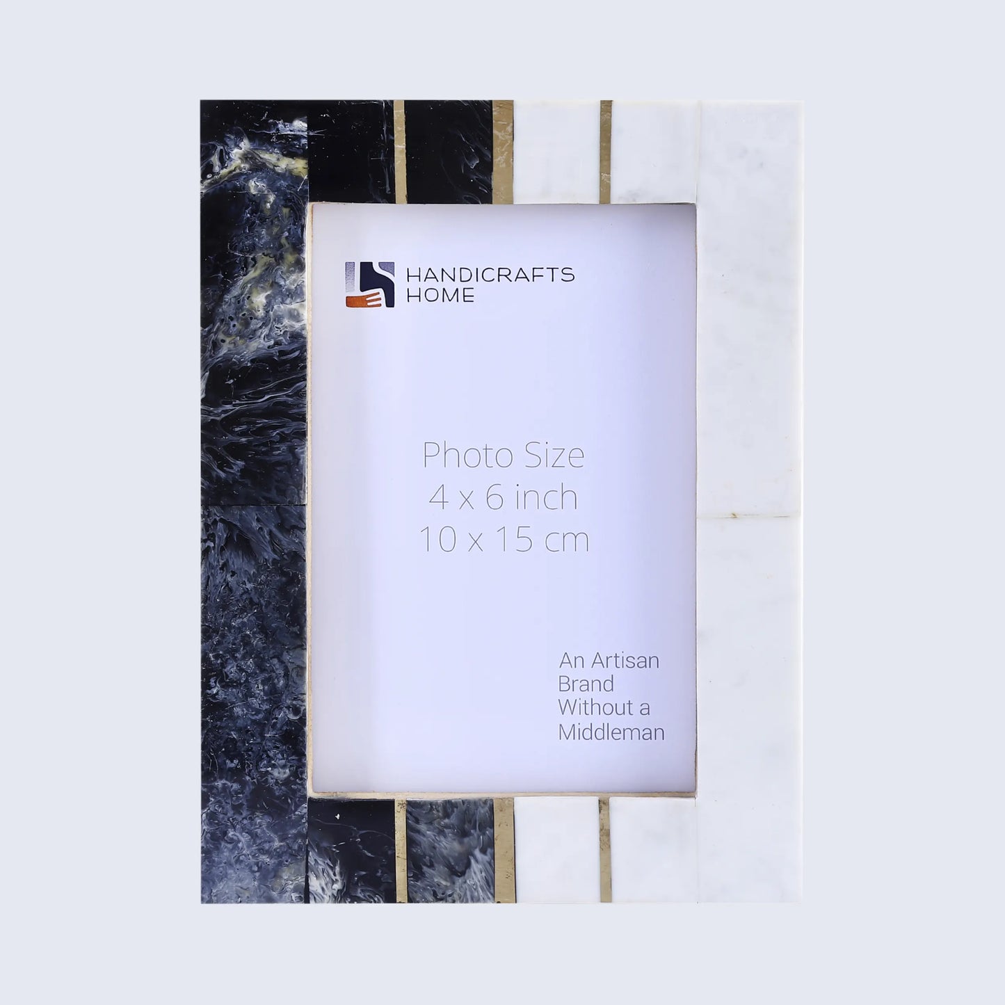 Black White Resin Brass Inlay Picture Frame Tabletop 4x6 5x7