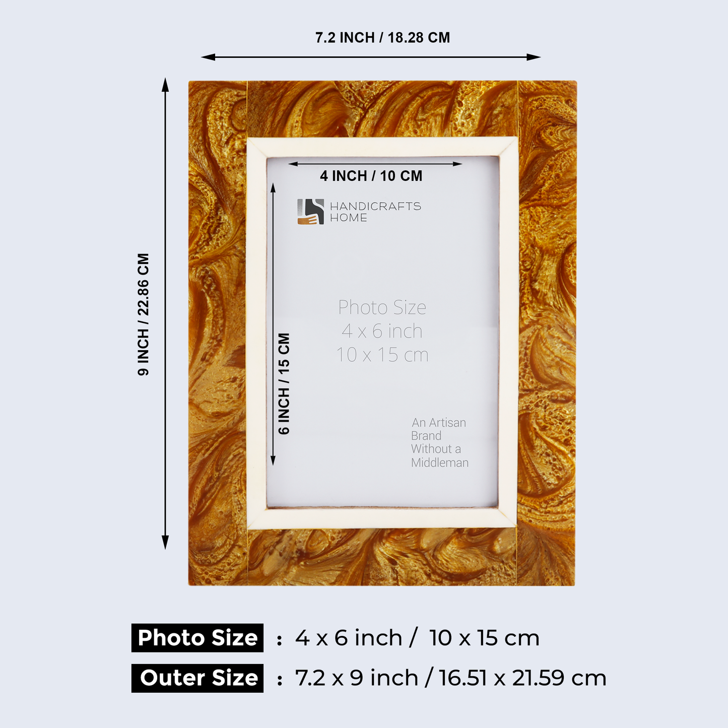 Picture Frame Marbel Collection Resin Inlay Gold – 4x6"