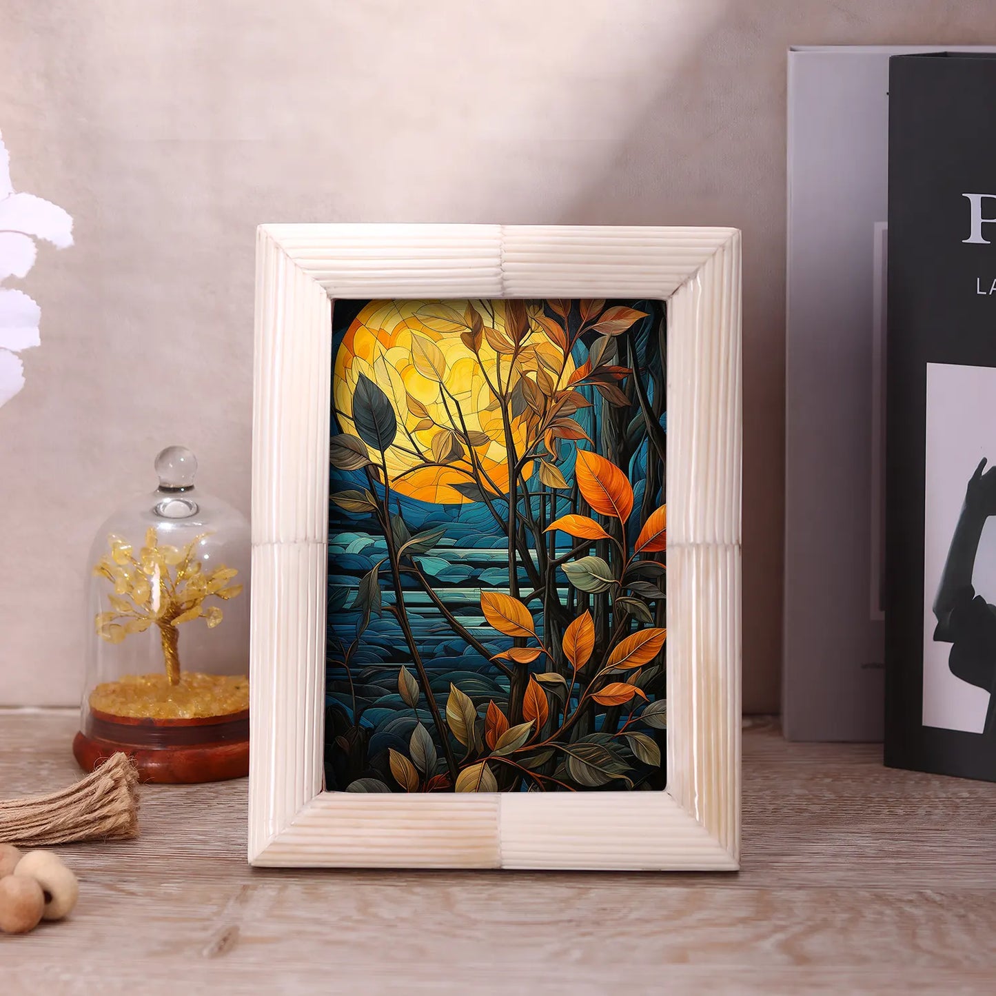 Picture Frame Hand-Carved Collection Bone Inlay White – 3 Sizes