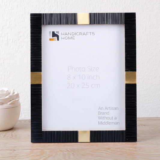 Picture Frame Deco Accent Collection Resin & Brass Inlay Black– 3 Sizes
