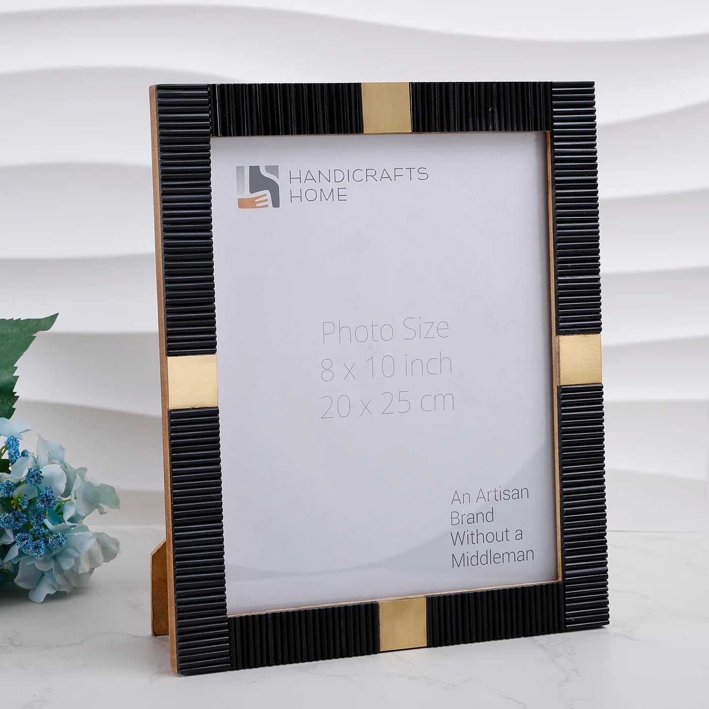 Picture Frame Deco Accent Collection Resin & Brass Inlay Black– 3 Sizes