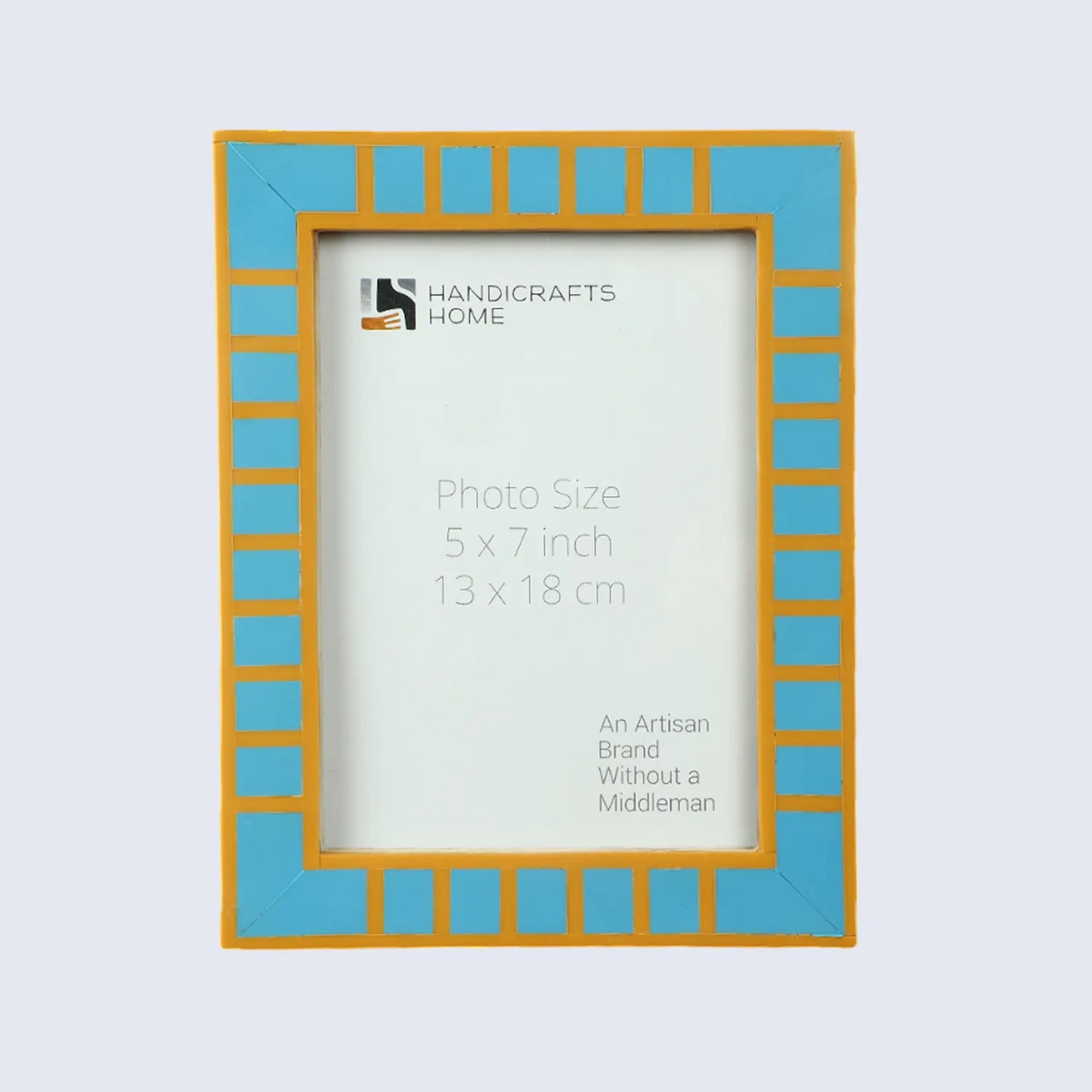 Picture Frame Classic Block Stripe Collection Resin Inlay, Turquoise – 4x6 & 5x7