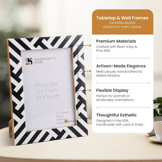 Picture Frame Avant Coco Collection Resin Inlay Black & White – 4x6, 5x7 & 8x10"