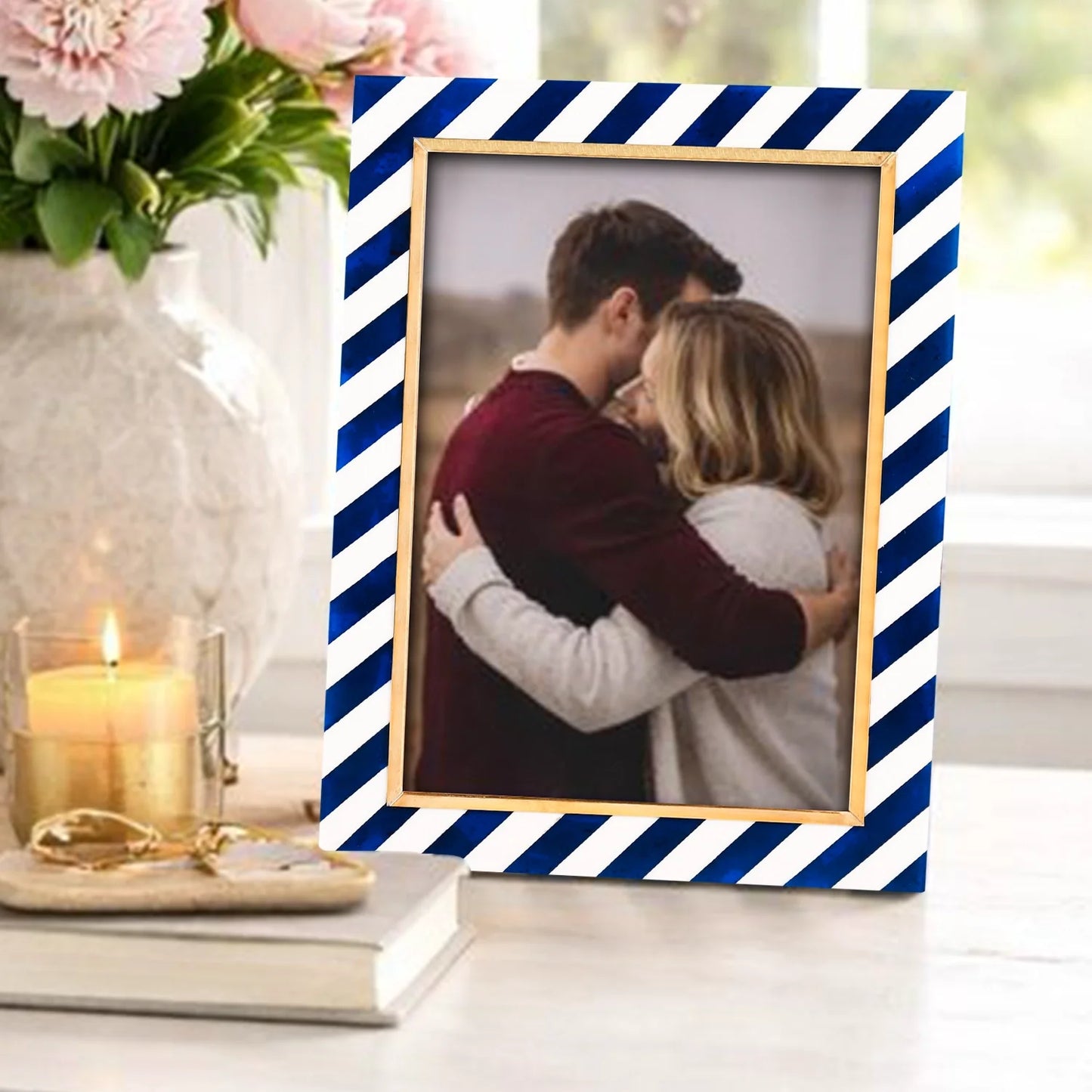 Picture Frame Halo Gondola Collection Resin Inlay & Brass Multi-Color – 4x6, 5x7 & 8x10"