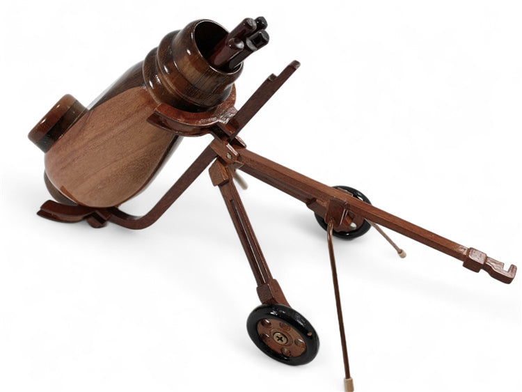 Mahogany Wood Golf Bag and Clubs Caddy Set Desktop Model