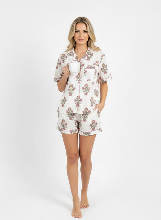 Paola Short Pajama Set in Royal Aster
