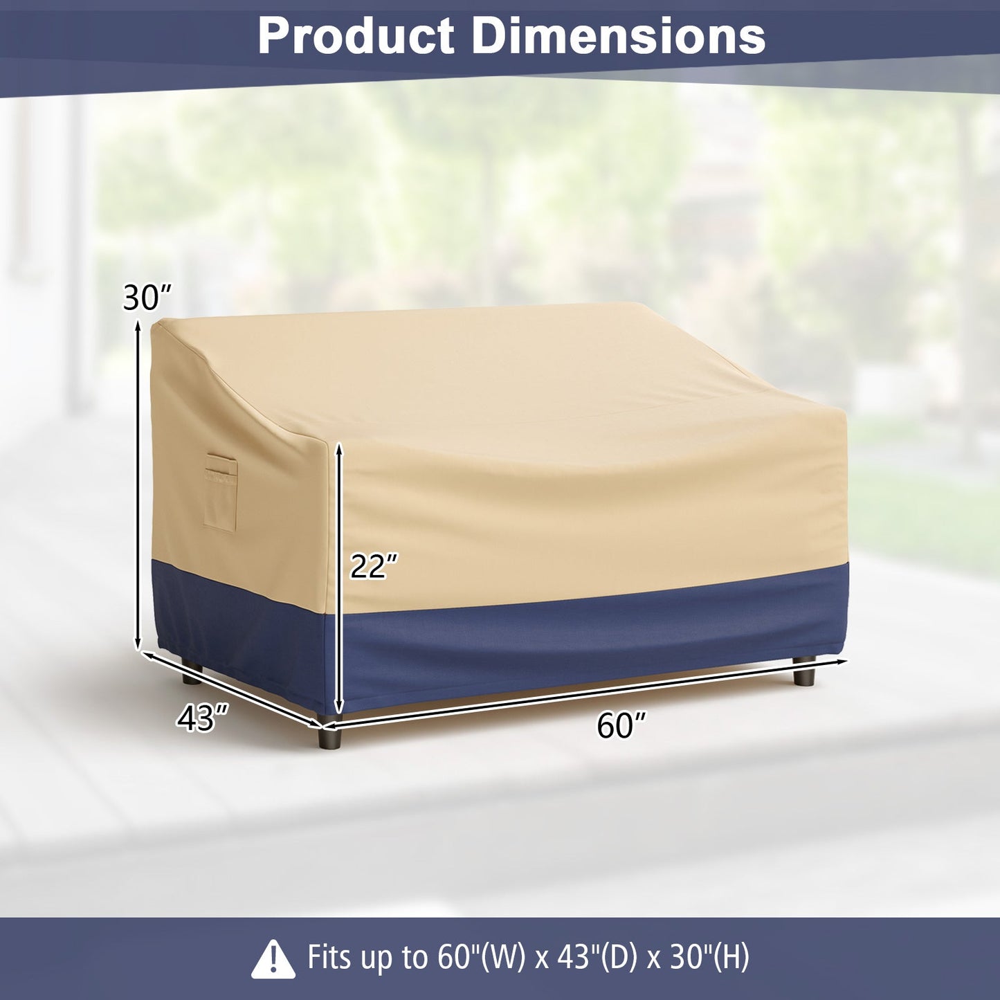 Patio Furniture Cover with Padded Handle and Click-Close Straps