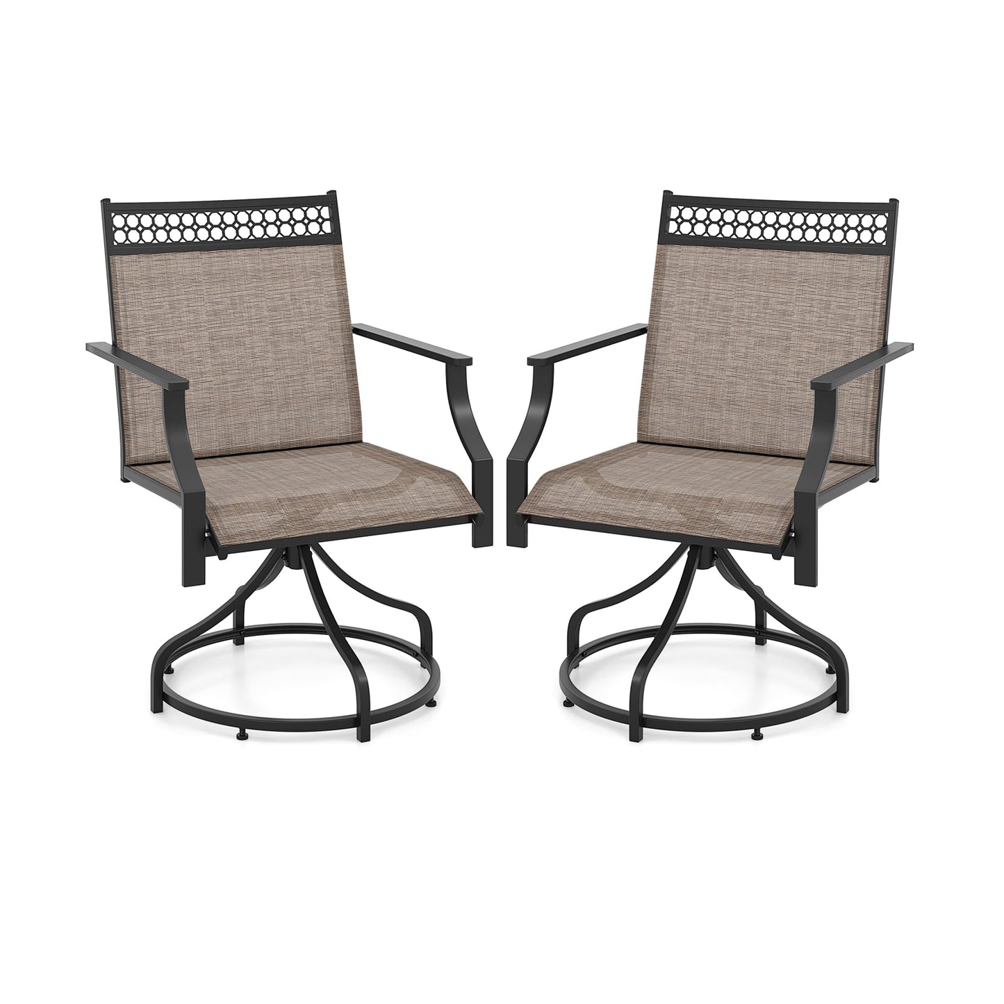 Patio Swivel Dining Chairs Set of 2 with Heavy-duty Metal Frame and Armrests