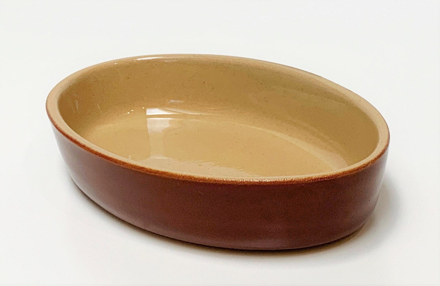 Vintage French Stoneware Oval Dish - Small (0.25 L) - Brown