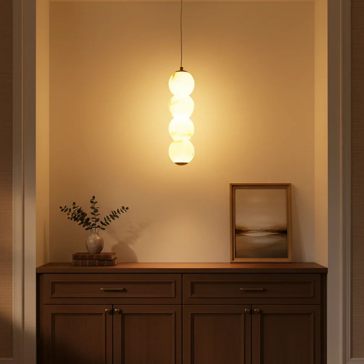 Pearl Alabaster Round Pendant Light