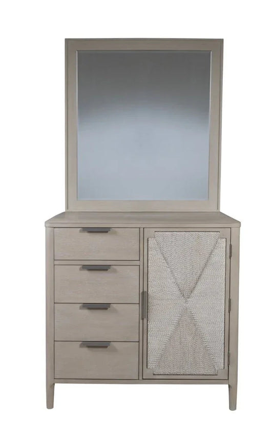 Pearl Asymmetrical Door Chest and Landscape Mirror
