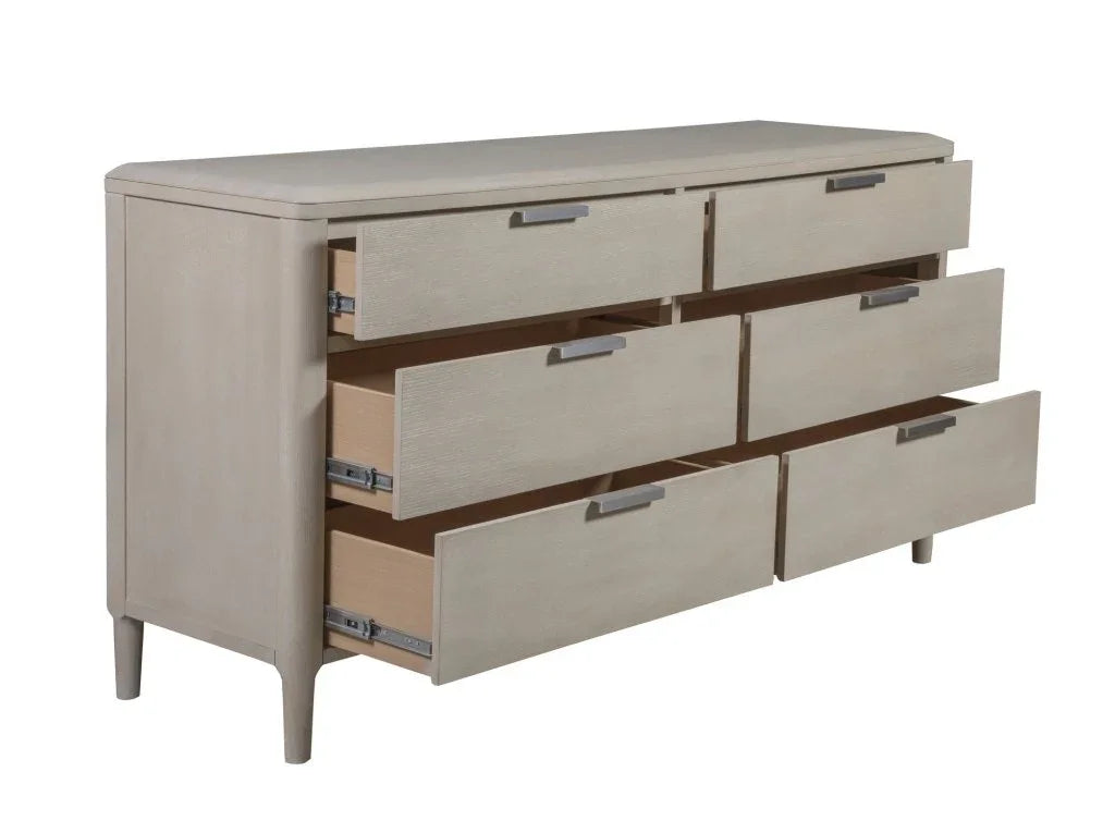 Pearl Six Drawer Dresser and Landscape Wood Mirror