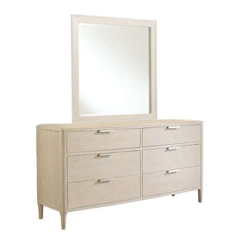 Pearl Six Drawer Dresser and Landscape Wood Mirror