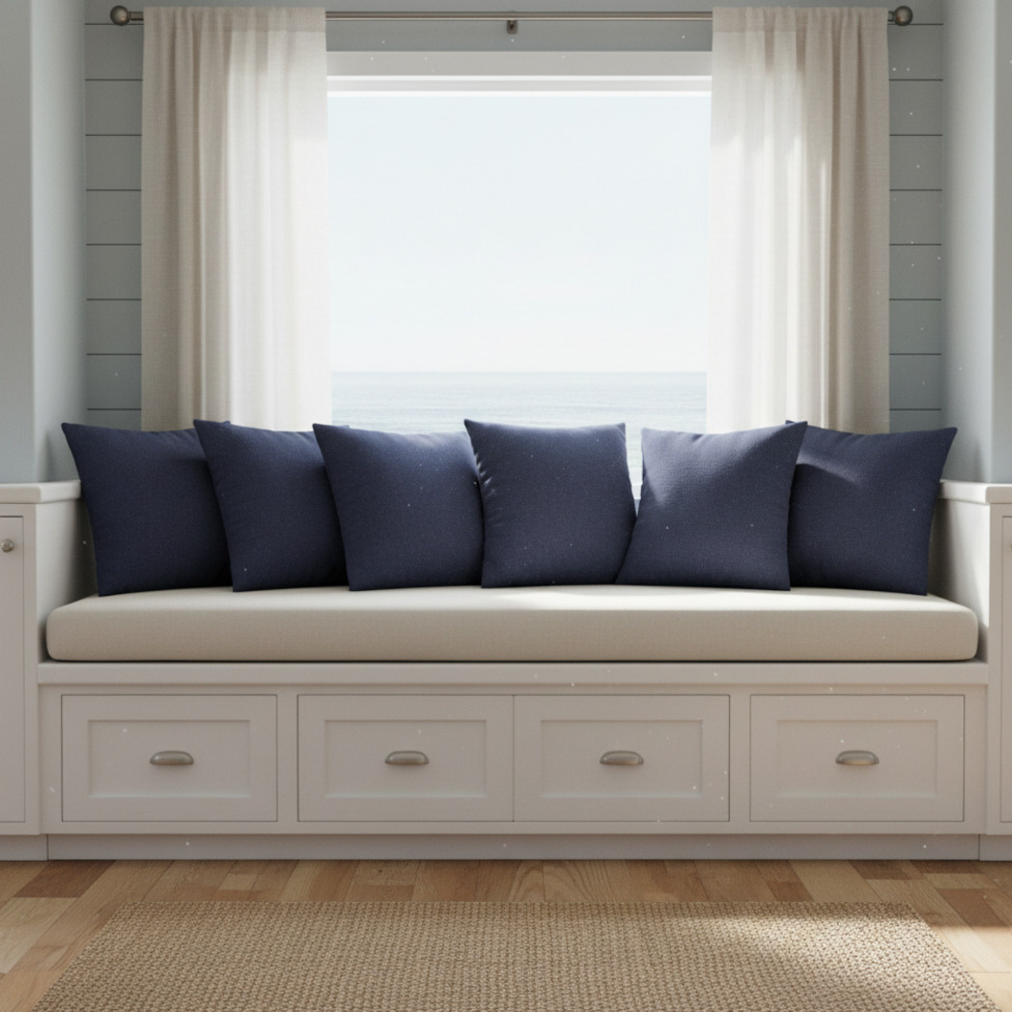 Solid Navy Square Pillowcase | Poly Canvas Throw Pillow Cover 18x18