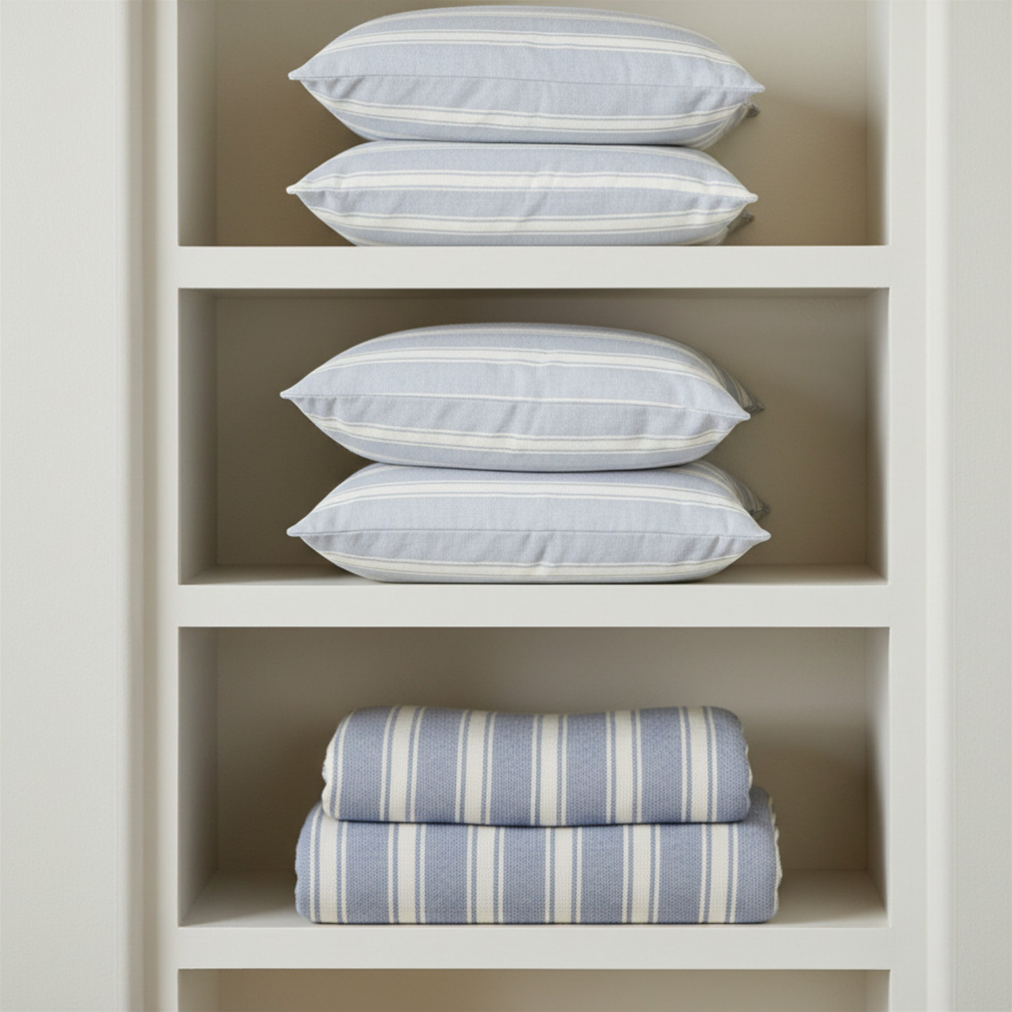 Blue Stripe Pillowcase | Square Poly Canvas Throw Pillow Cover 18"x18"