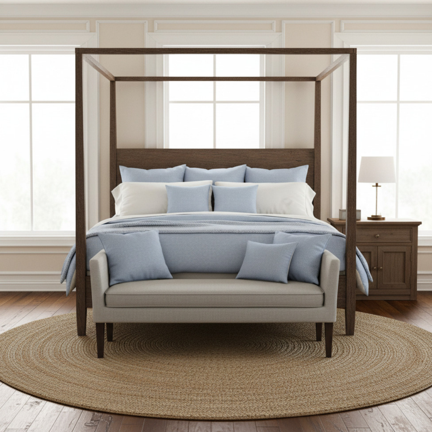 Light Blue Solid Canvas Pillowcase | Square Throw Pillow Cover 18"x18"