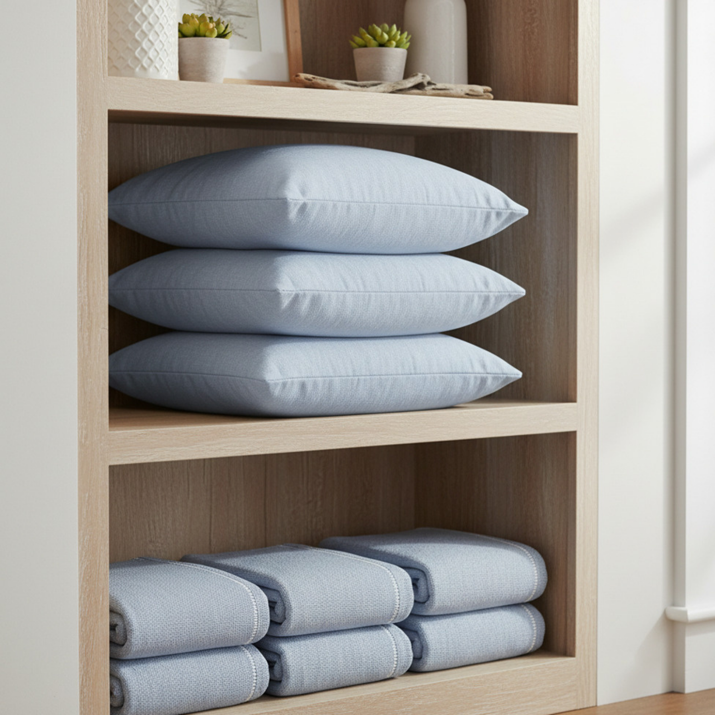 Light Blue Solid Canvas Pillowcase | Square Throw Pillow Cover 18"x18"