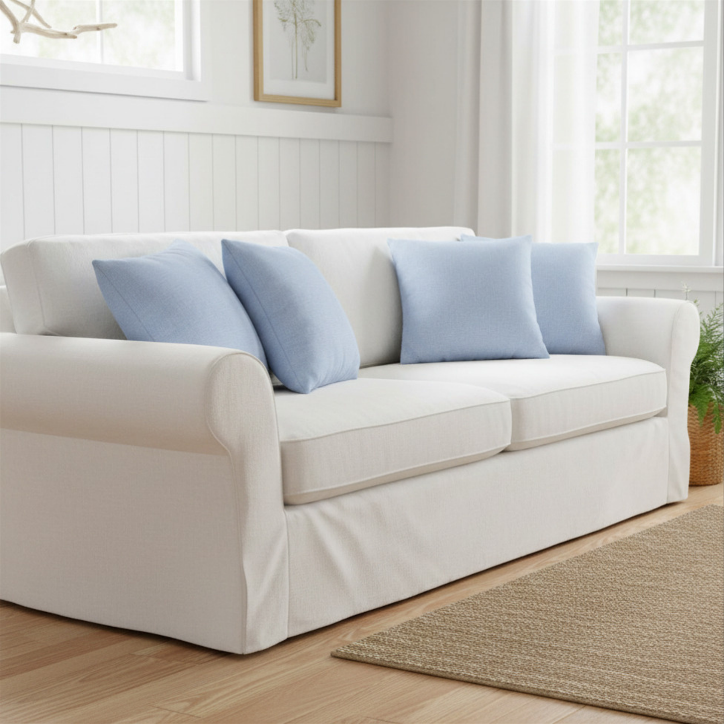 Light Blue Solid Canvas Pillowcase | Square Throw Pillow Cover 18"x18"