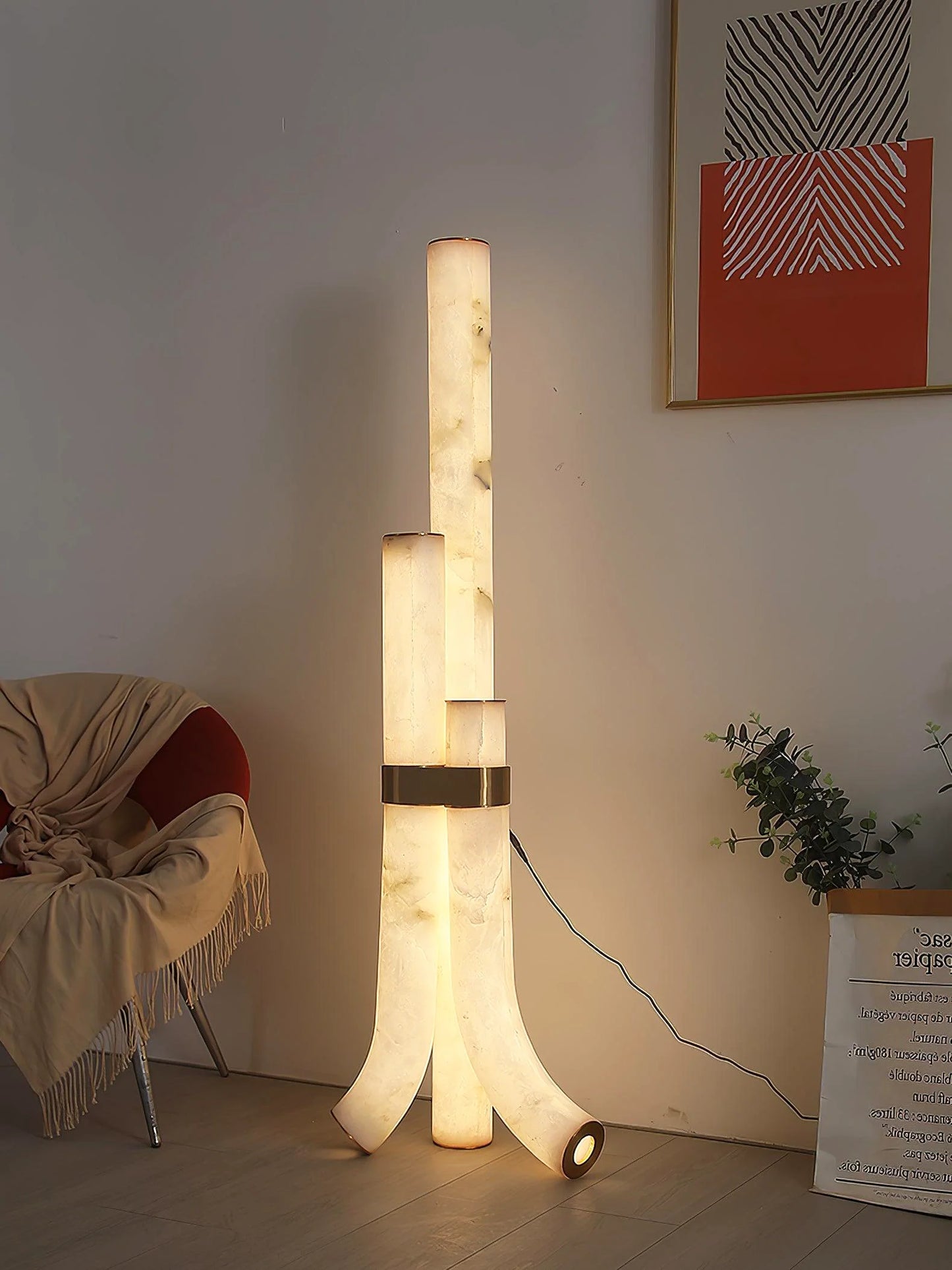 Modern Alabaster Piped Floor Lamp