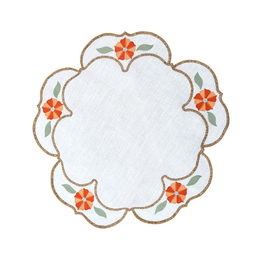 Hand Embroidered Heirloom Petals Placemats 16" round (Set of 4)