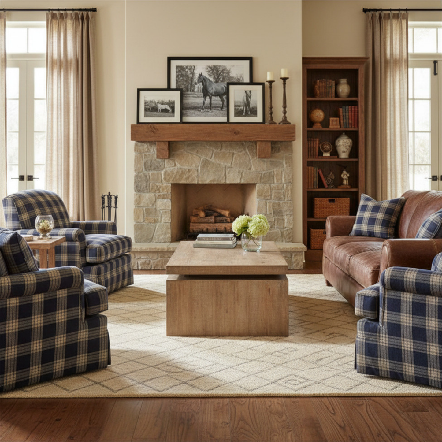 Modern Rustic Oak Wood Coffee Table – Rectangular Living Room Center Table