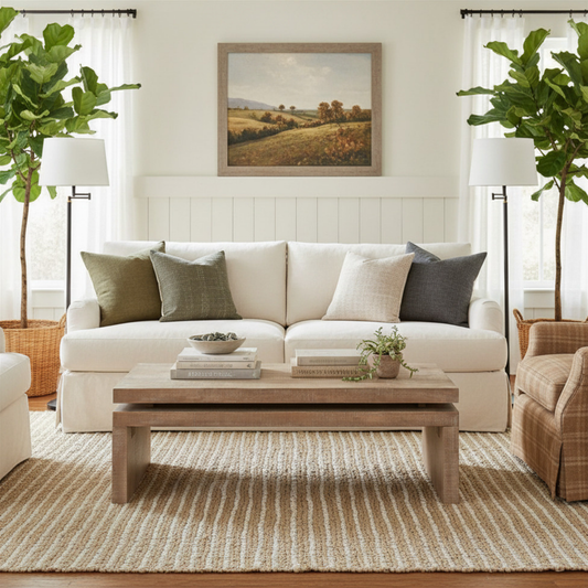 Modern Rustic Oak Wood Coffee Table – Rectangular Living Room Center Table