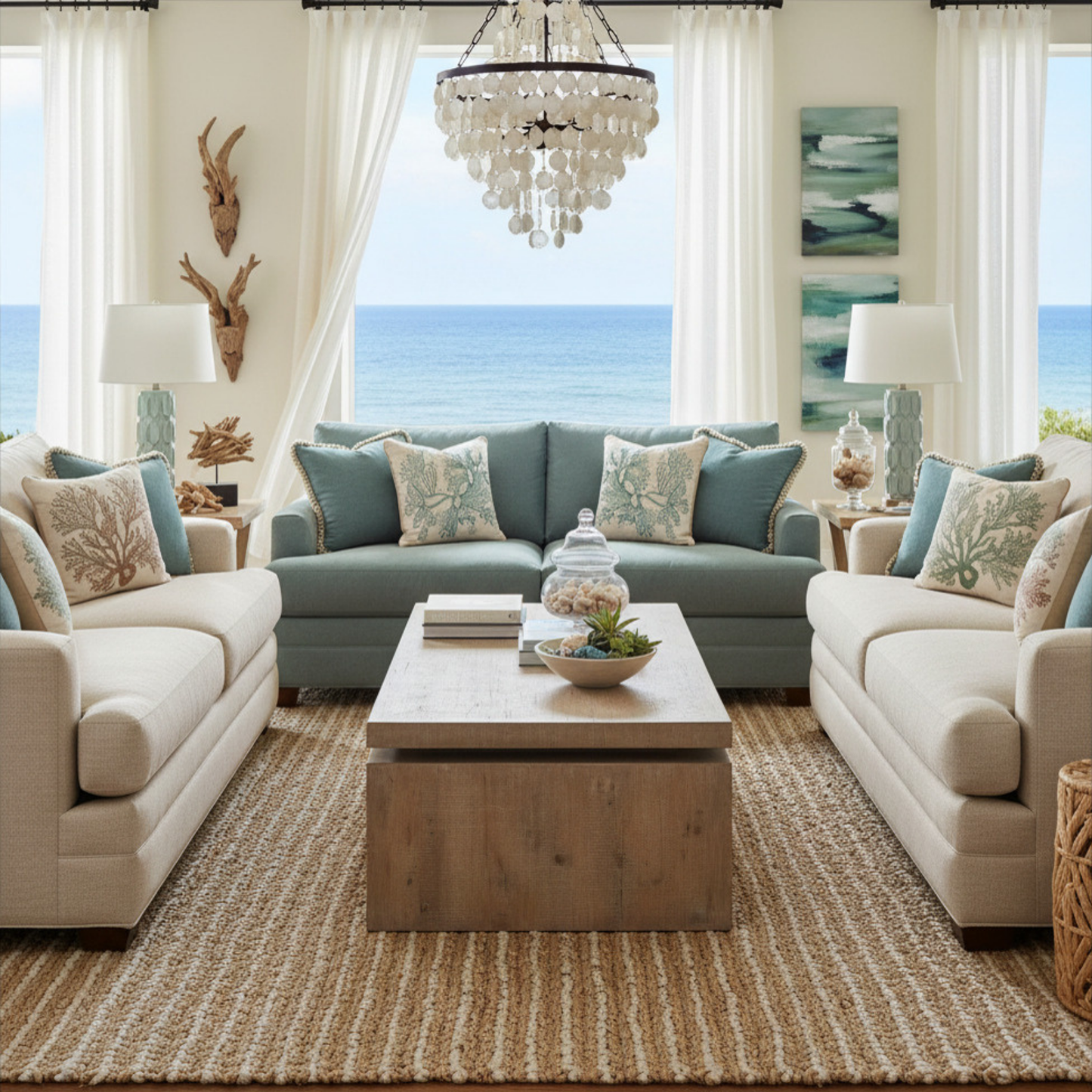 Modern Rustic Oak Wood Coffee Table – Rectangular Living Room Center Table