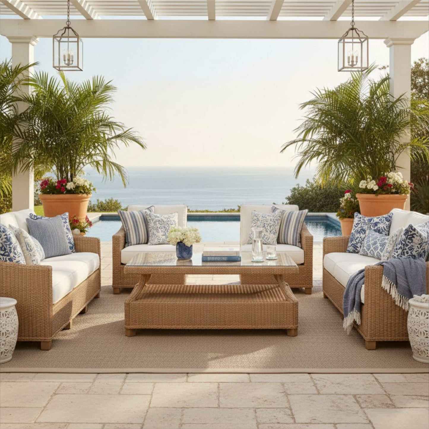 Hamptons Outdoor Cocktail Table Glass Lloyd Flanders