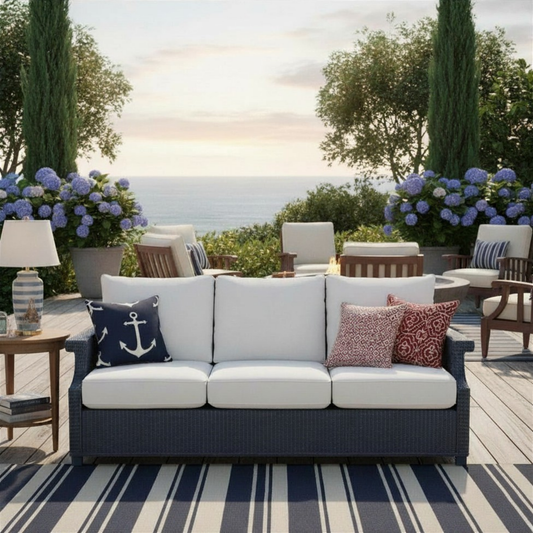 Hamptons Outdoor Wicker 3 Seater Sofa