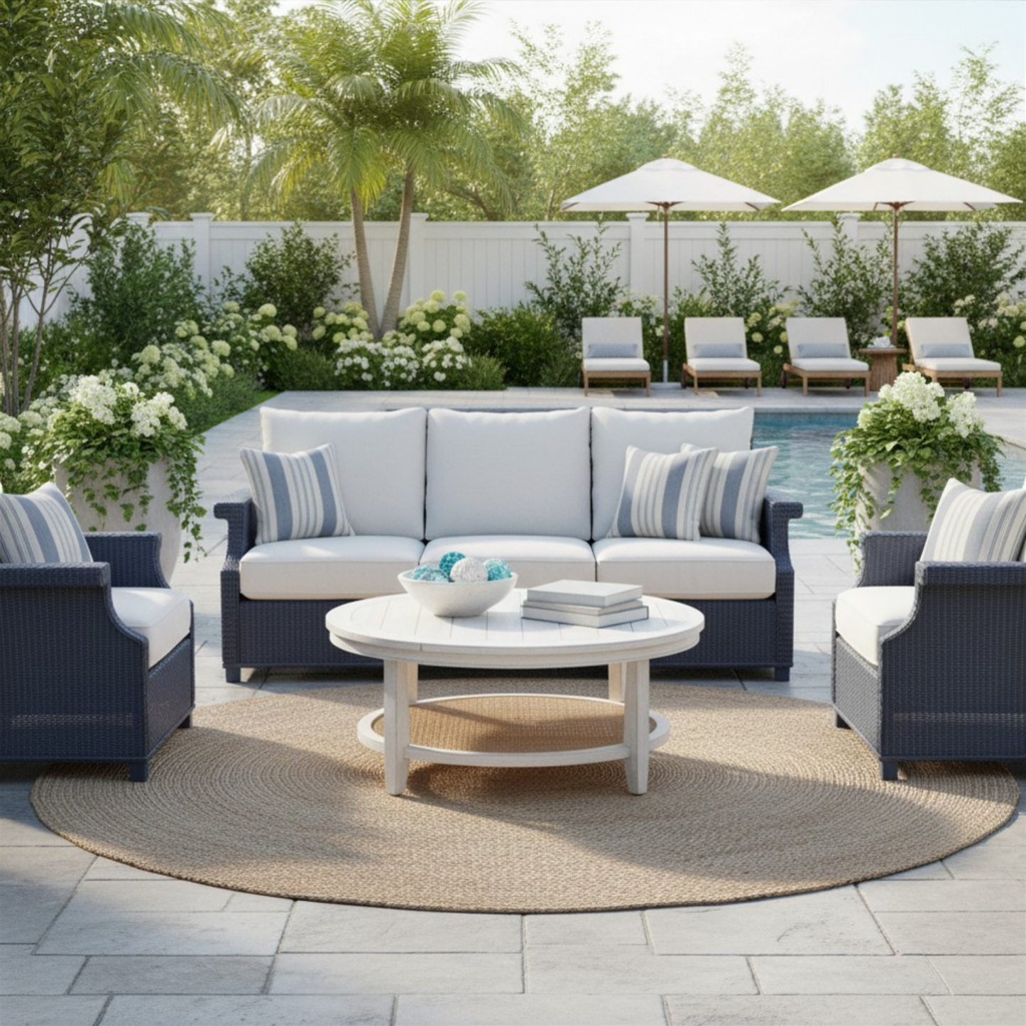 Hamptons Outdoor Wicker 3 Seater Sofa
