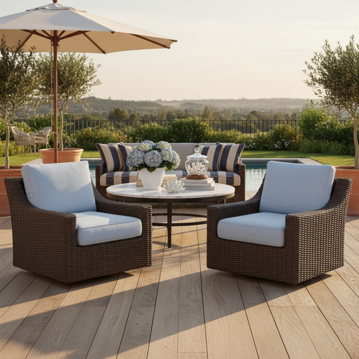 Mesa Swivel Glider Upholstered Wicker Reclining Outdoor Lounge Chair