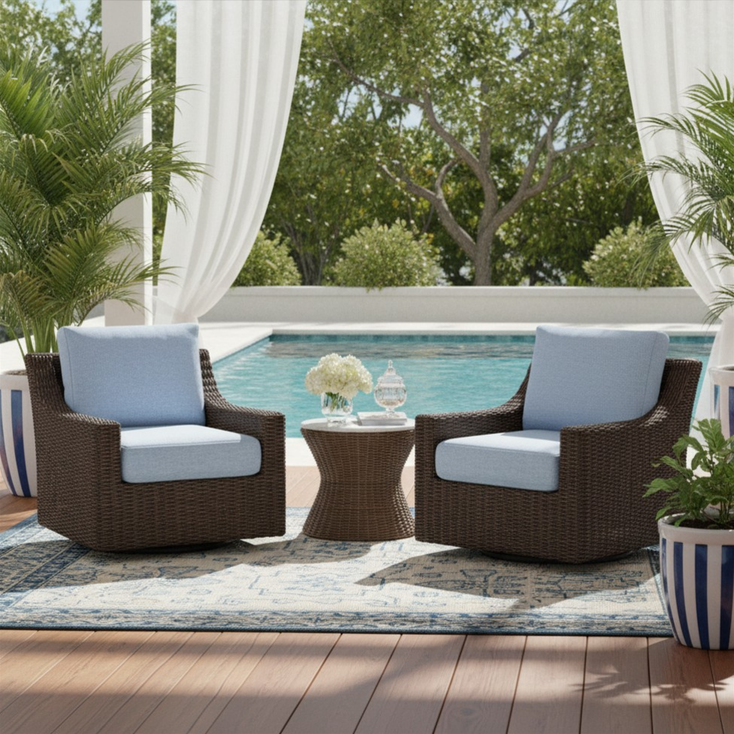 Mesa Swivel Glider Upholstered Wicker Reclining Outdoor Lounge Chair