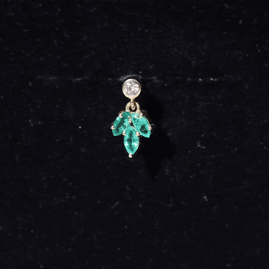 Marquise Emerald Leaf Earring for Helix Piercing