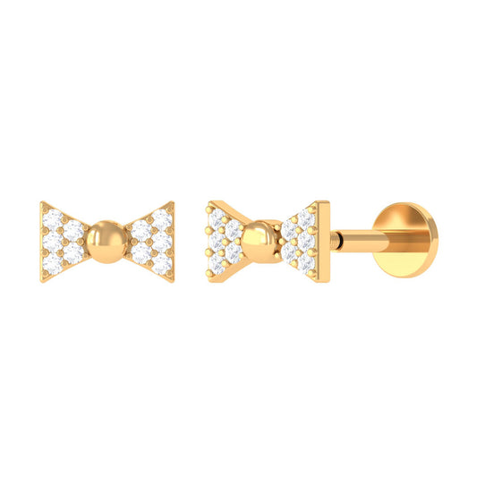Diamond Bow Earring for Helix Piercing