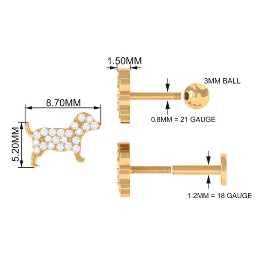 Adorable Diamond Puppy Earring for Helix Piercing
