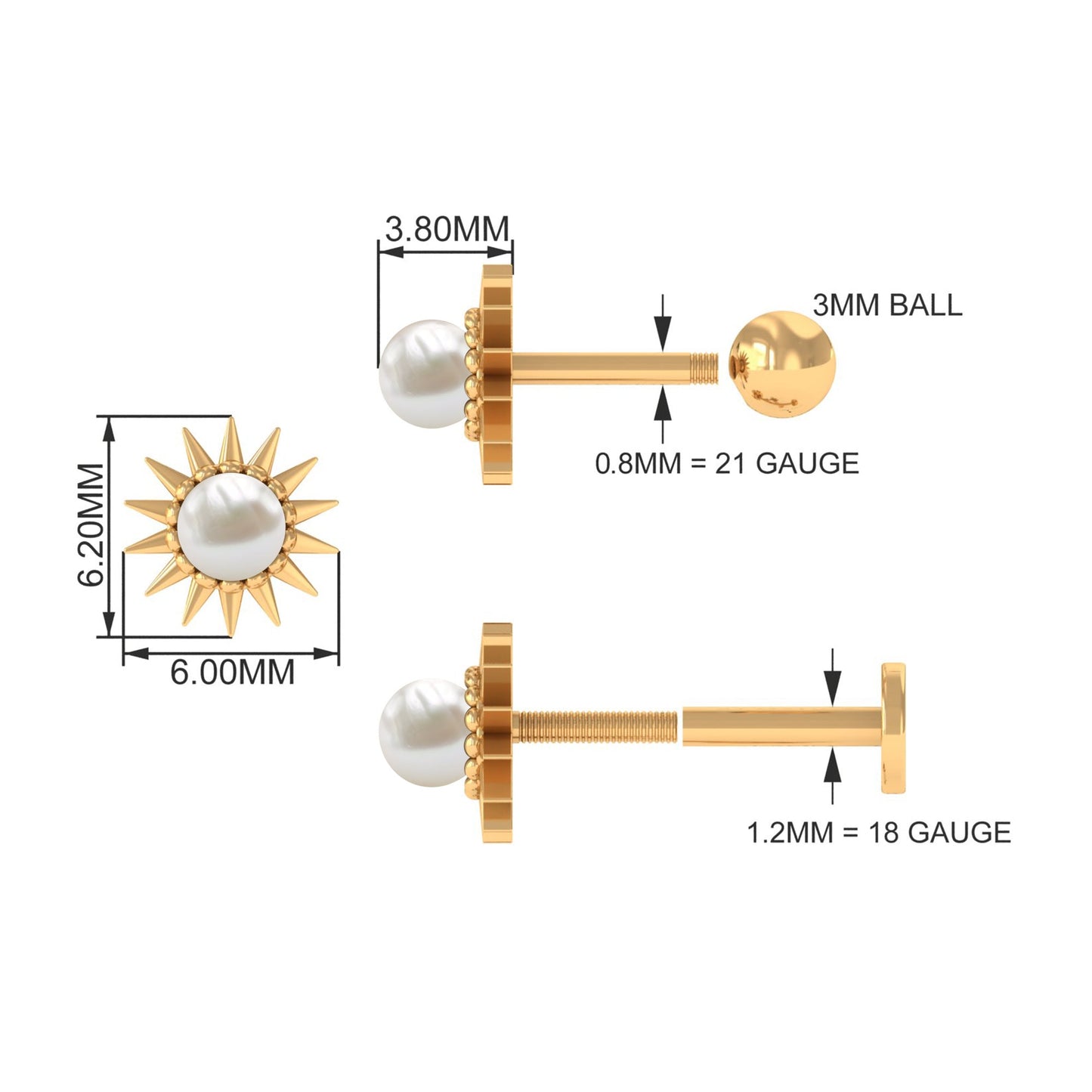 Natural Freshwater Pearl Sun Conch Earring