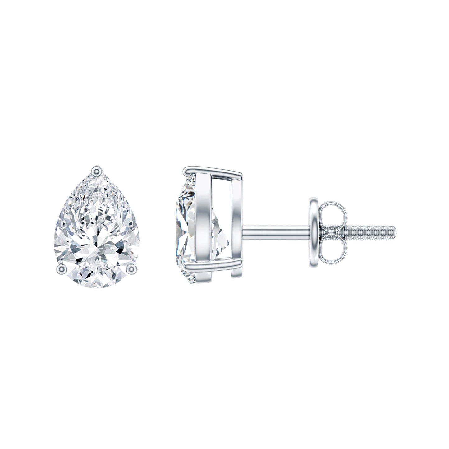 Certified 2 Carat Diamond Teardrop Earrings With Screw Back