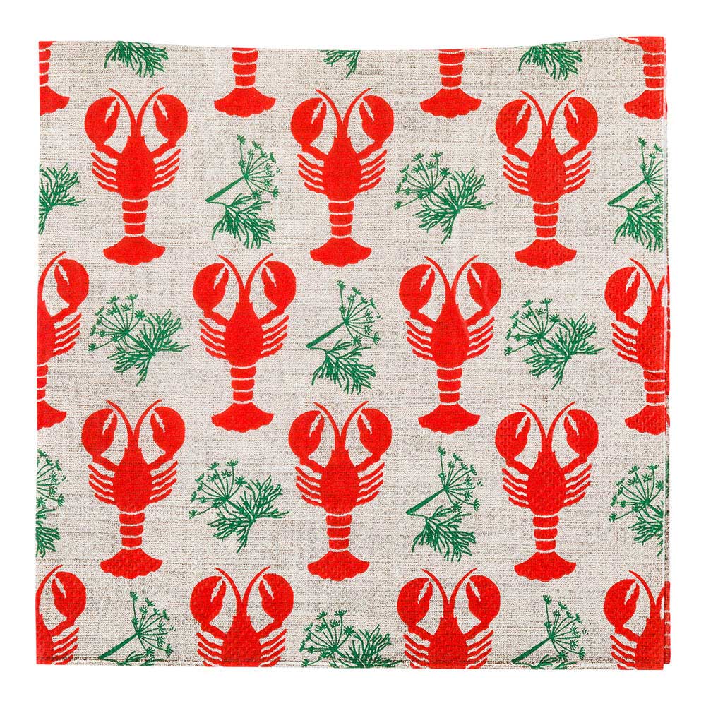 Luxenap Gray Paper Luncheon Napkin - Maine Lobster - 13" x 13" - 500 count box