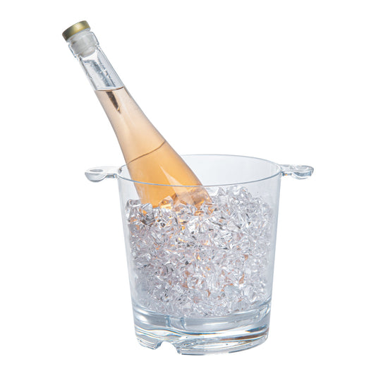 Bar Lux 2.4 qt Clear Plastic Ice / Champagne Bucket - 9" x 6 1/2" x 6 3/4" - 12 count box