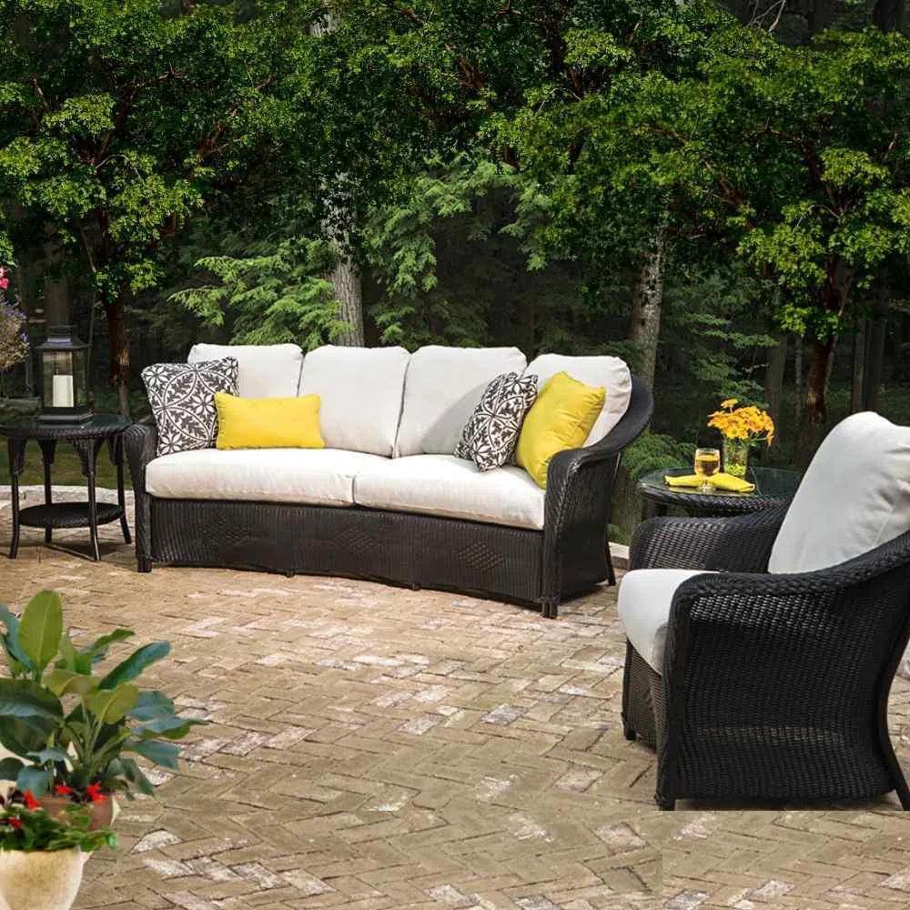 Reflections All Weather Wicker Crescent Sofa with Sunbrella Cushions