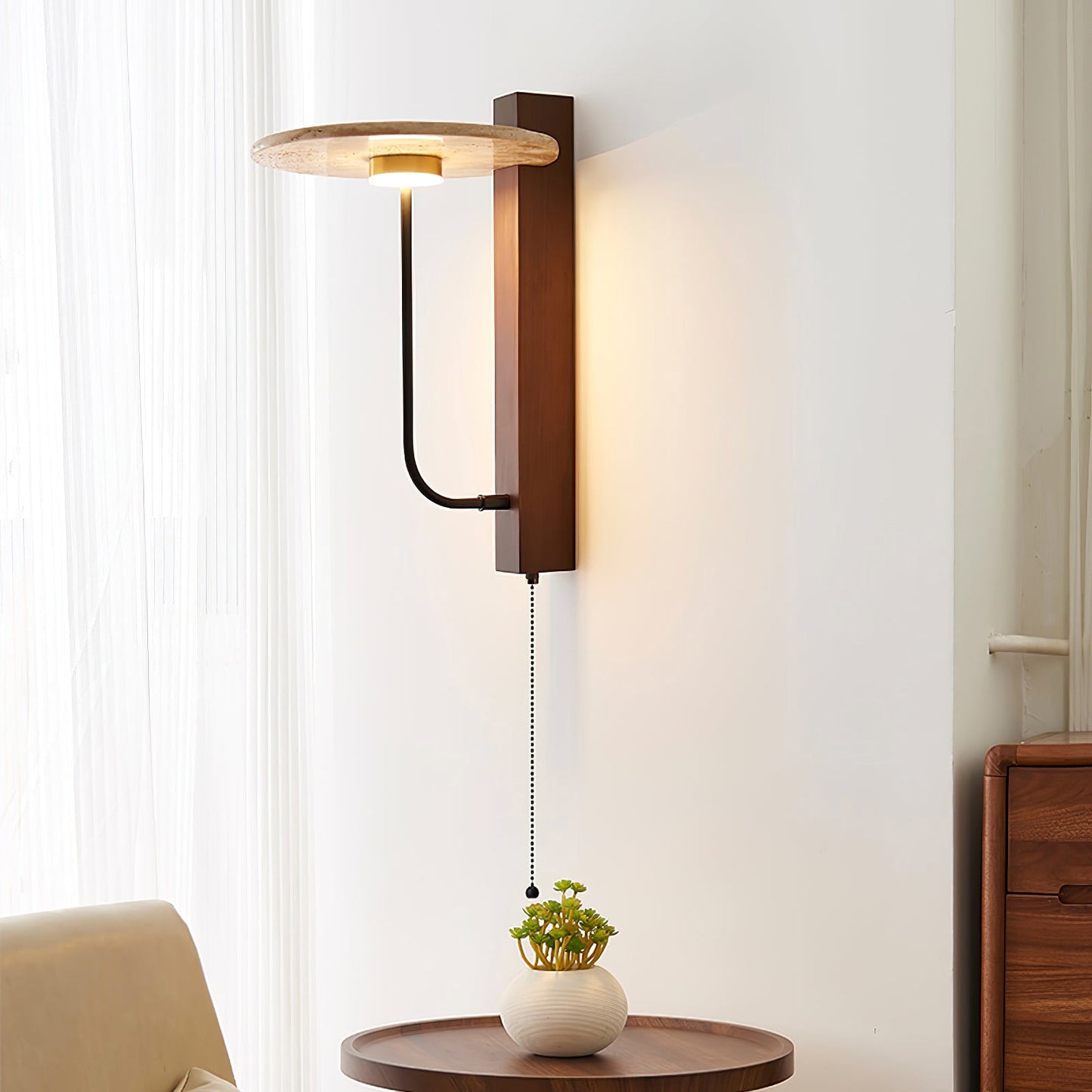 French Yellow Travertine Wall Lamp