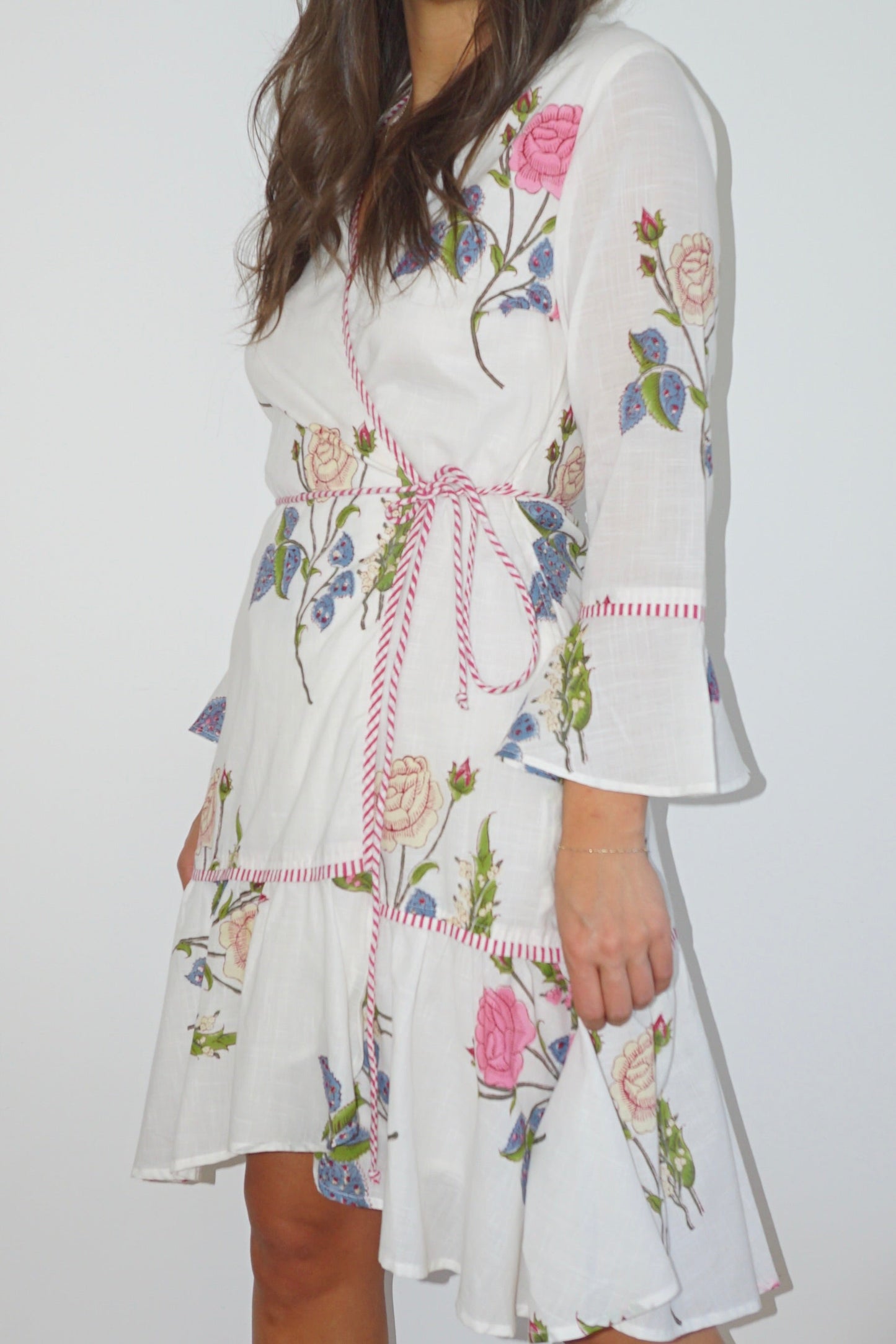 Rhode Mini Wrap Dress in Multi Rosette