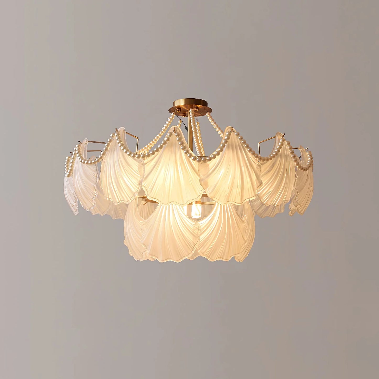 Ribbed Glass Shell Pendant Chandelier